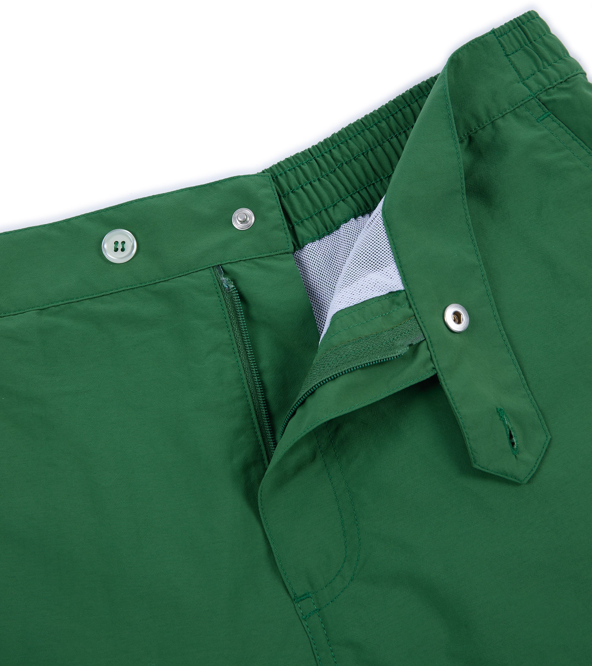 Trunk Foley swim shorts in green, back view.