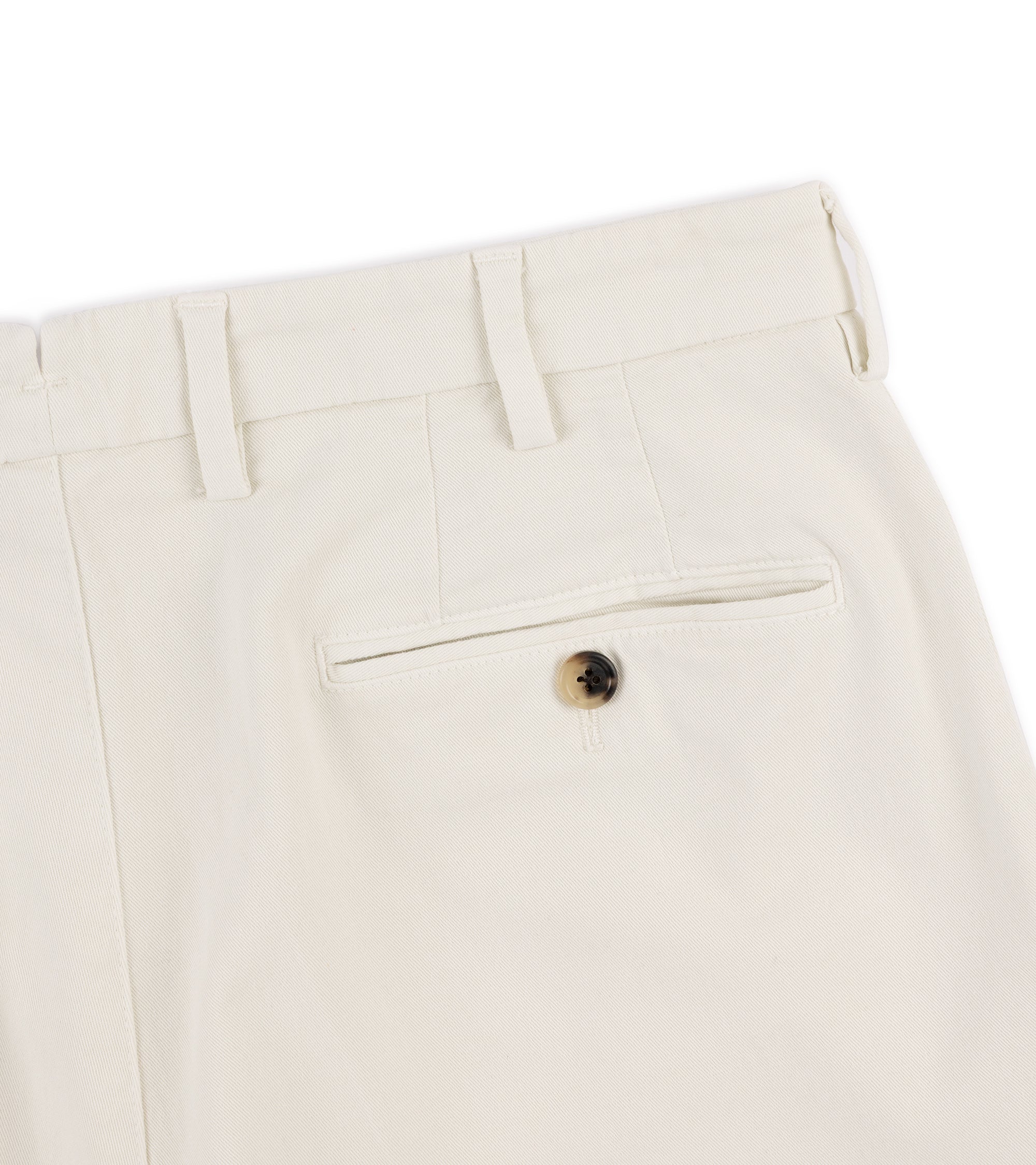 Trunk Palmer flat front trousers in bone, fabric detail.