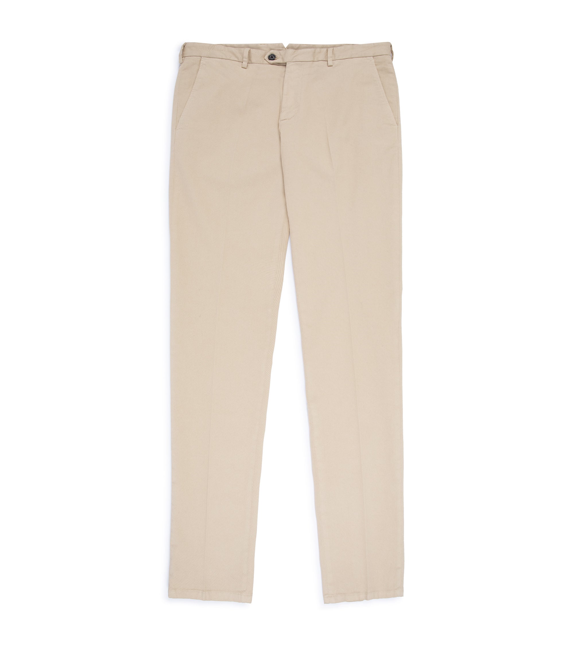 Trunk Palmer flat front trousers in sand, front view.