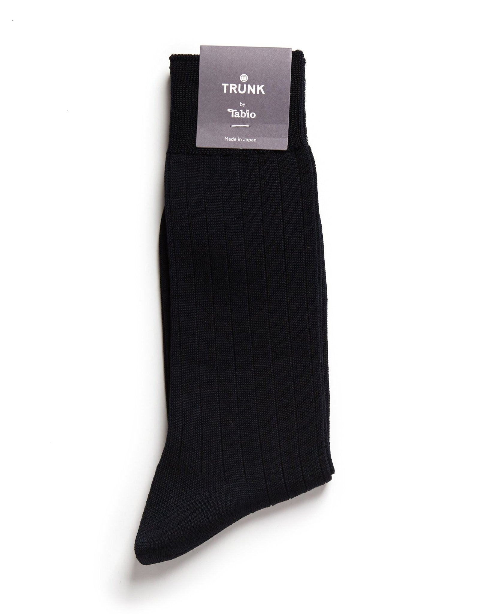 Tabio Cotton Ribbed Socks: Black - Trunk Clothiers