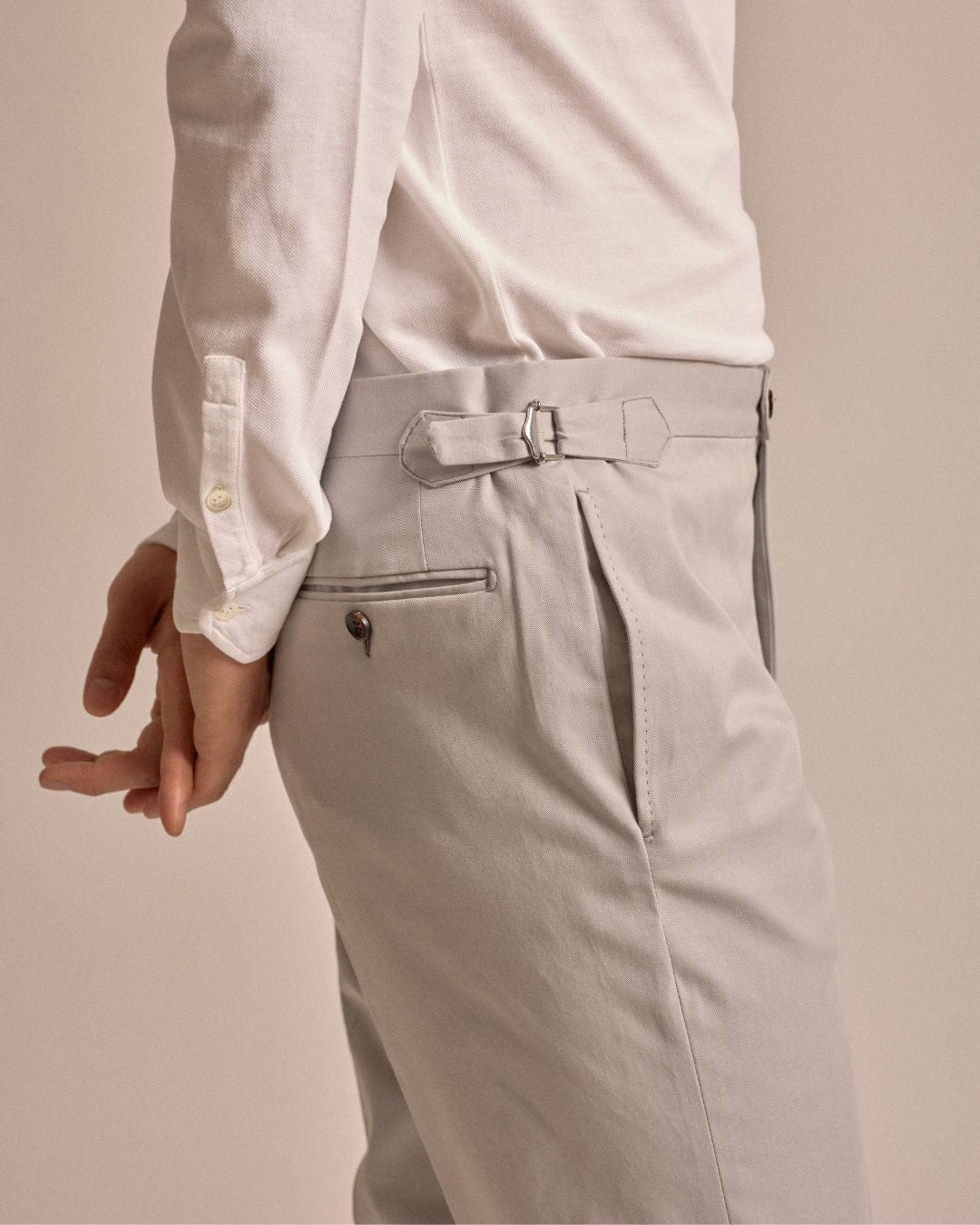 Trunk Walbrook Cotton Tailored Trousers: Light Grey