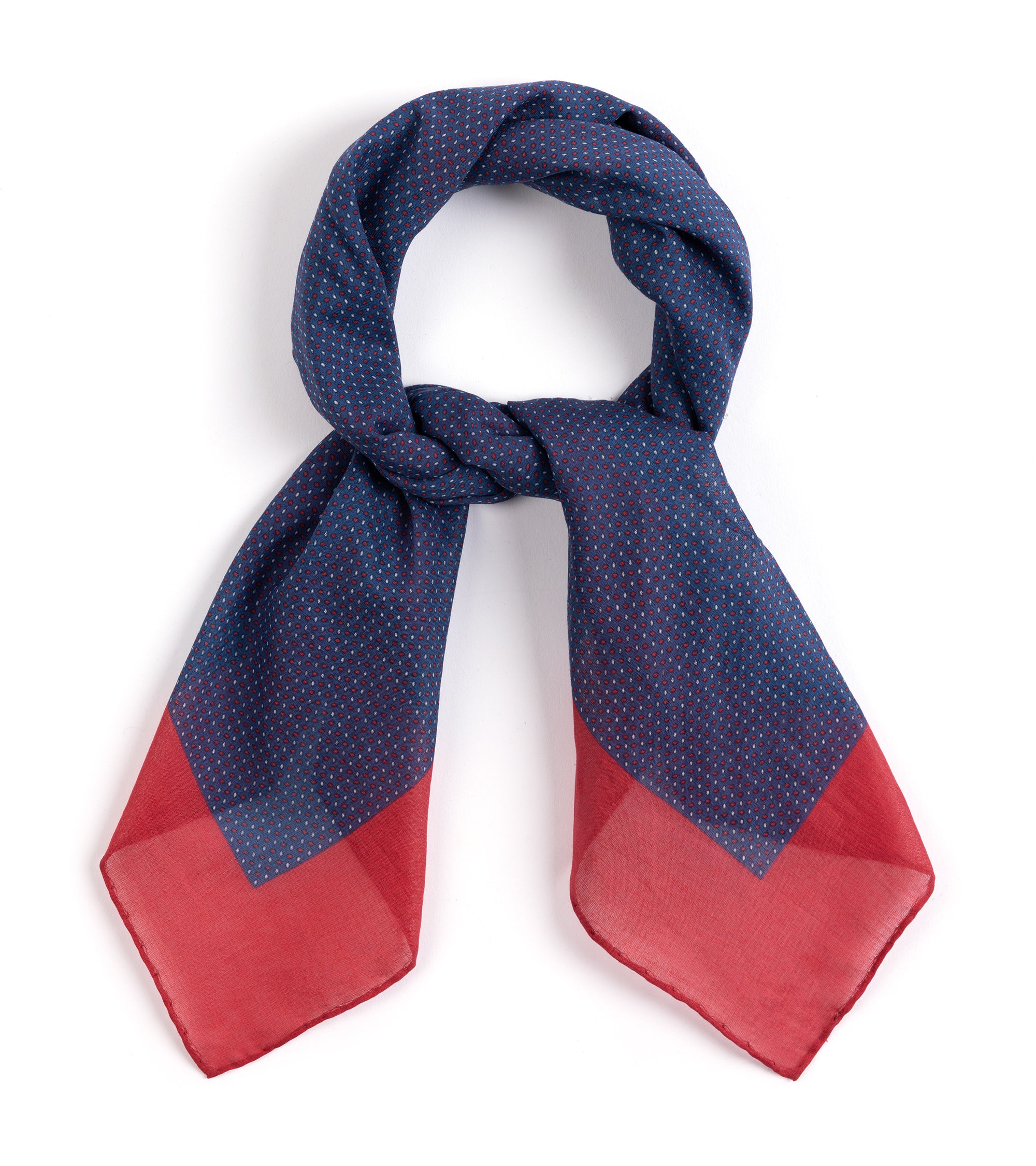 Bigi Cotton Double Dot Bandana: Navy/Red