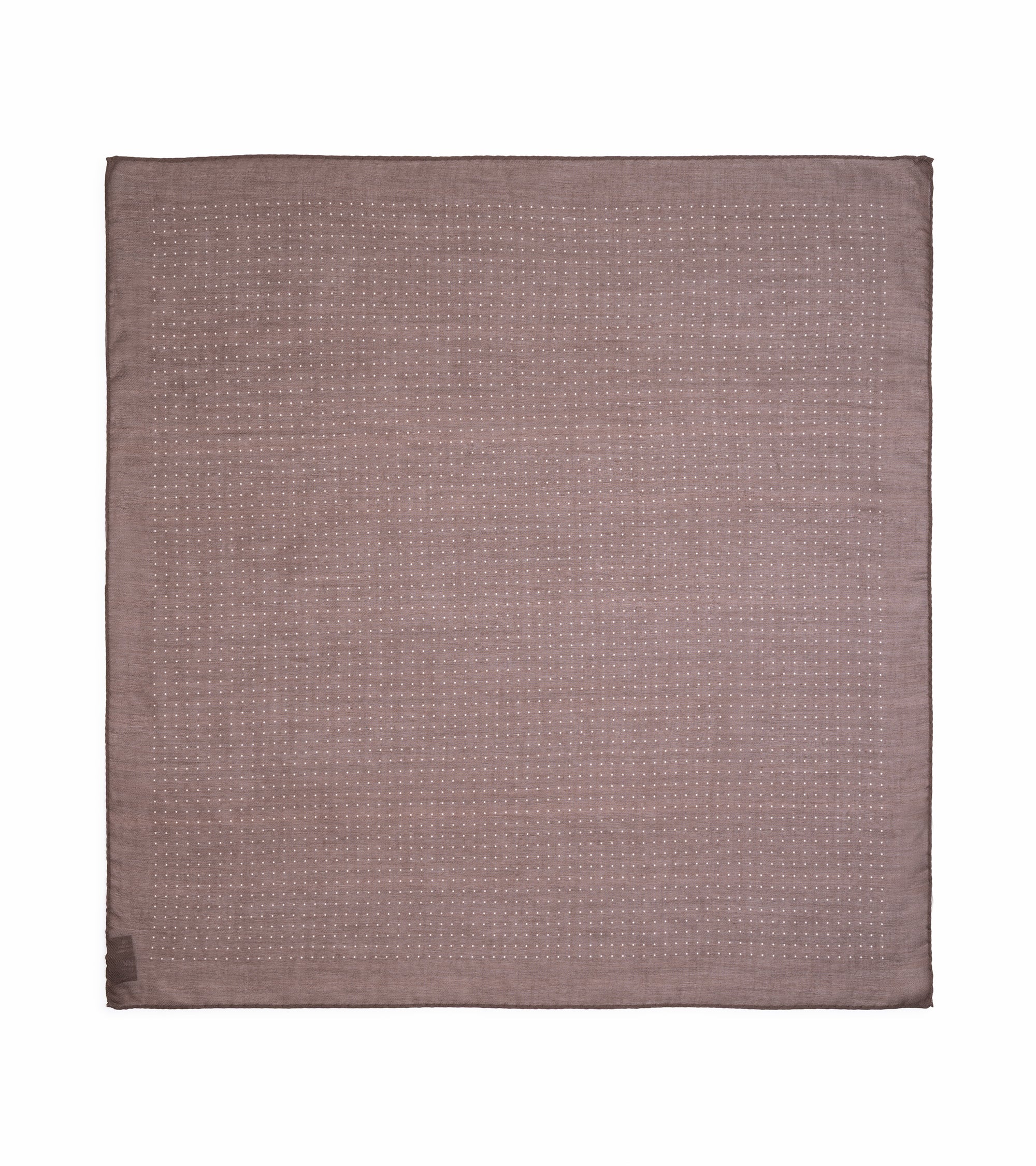 A square brown pocket square with a subtle woven grid pattern, displayed flat against a solid white background.