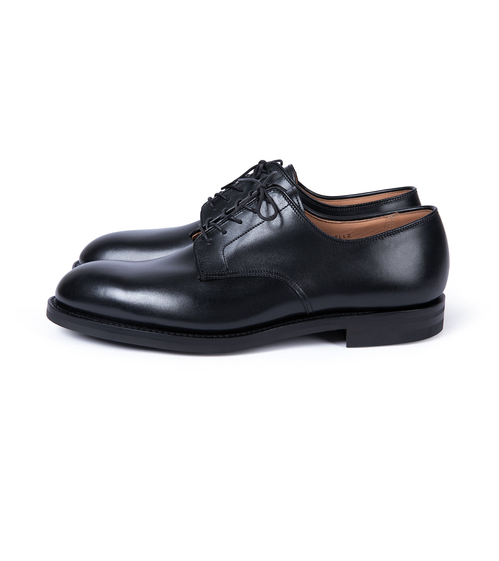 Crockett & Jones for Trunk Cornell II Derby shoe in black leather, side view.