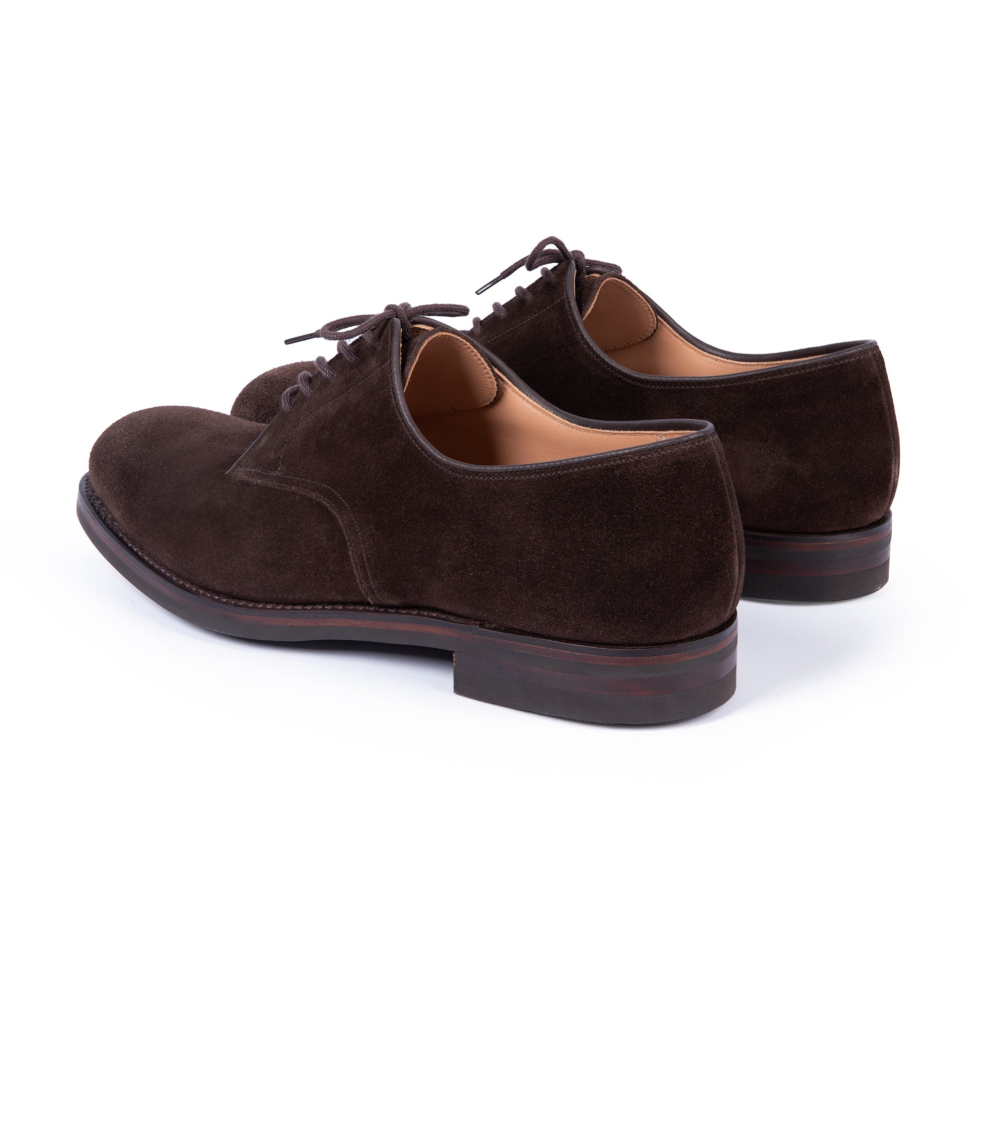 Crockett & Jones for Trunk Cornell II Derby shoe in brown suede, sole detail.