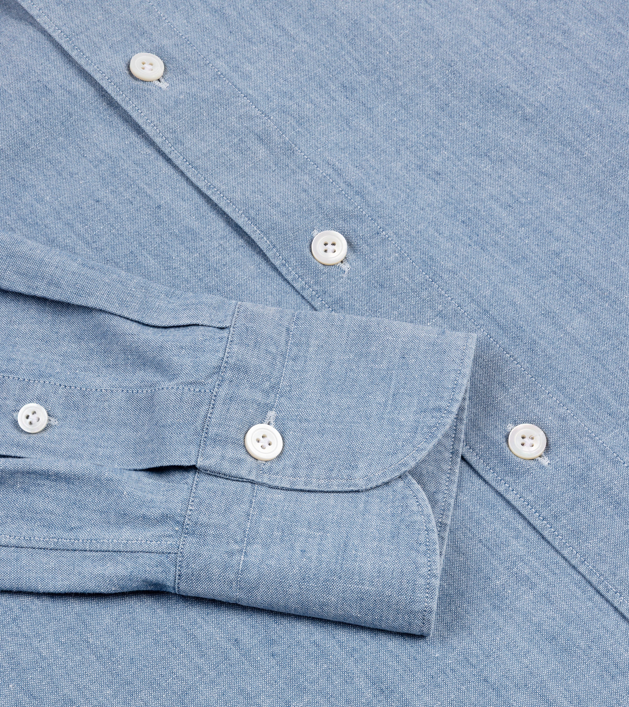 Finamore Gaeta Classic Cotton Luigi Sport Shirt: Chambray