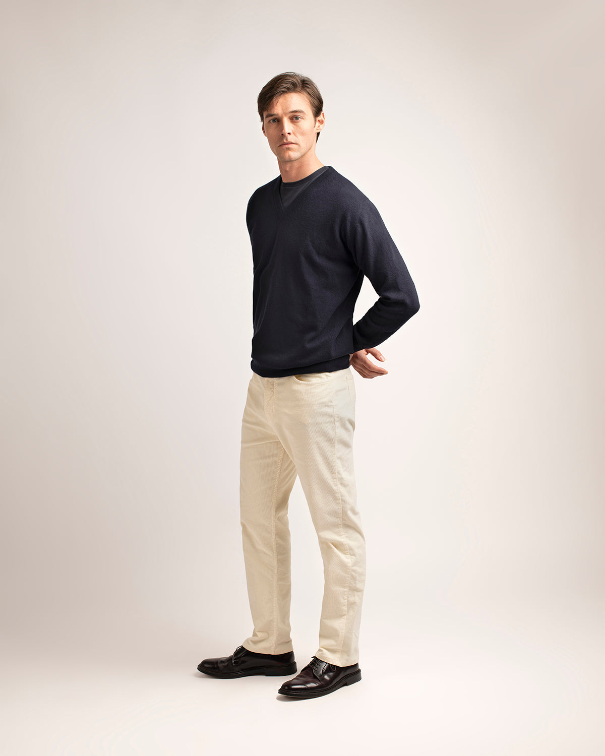 Trunk Duke Corduroy 5 Pocket Trousers: Off White