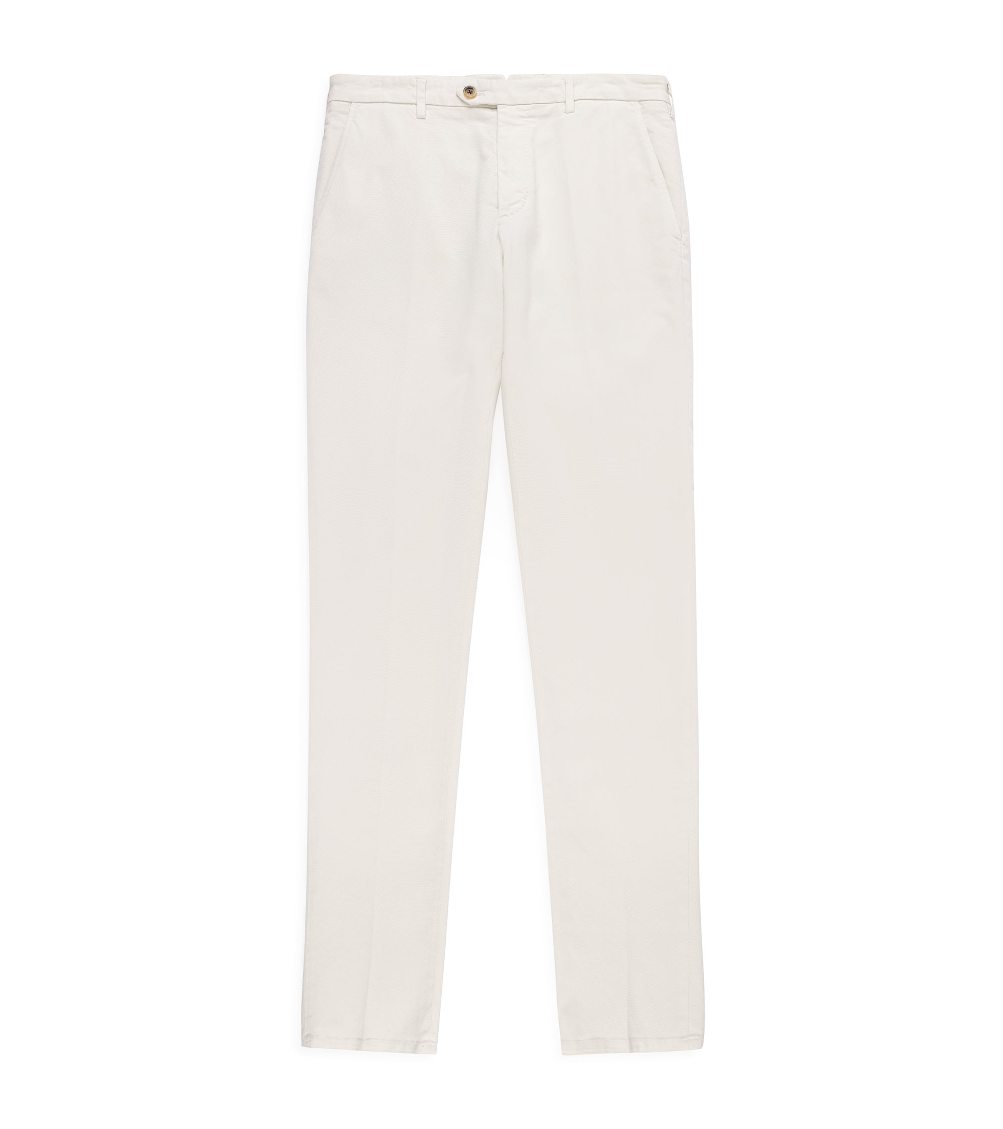 Trunk Palmer flat front trousers in bone, front view.