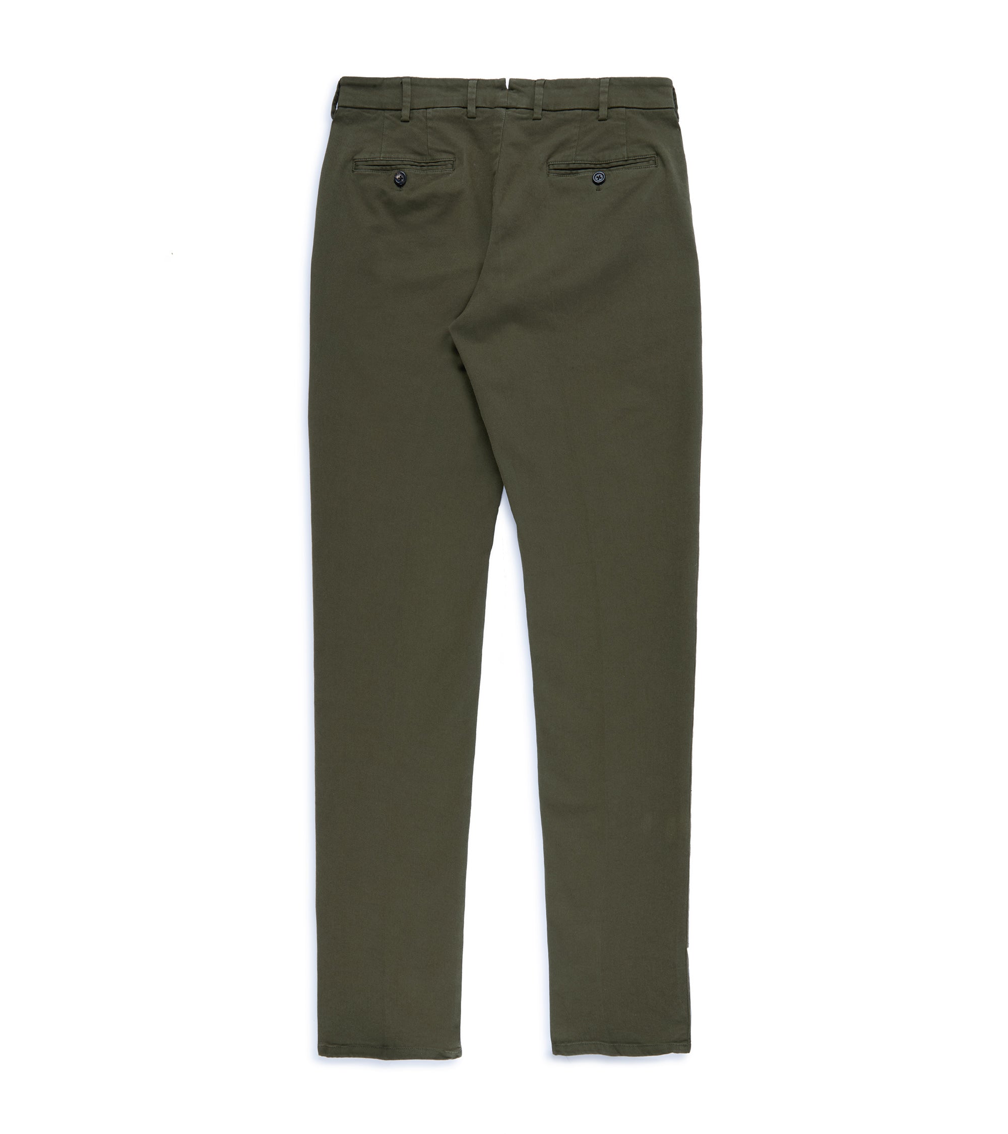 Trunk Palmer flat front trousers in olive, close-up of the pocket.