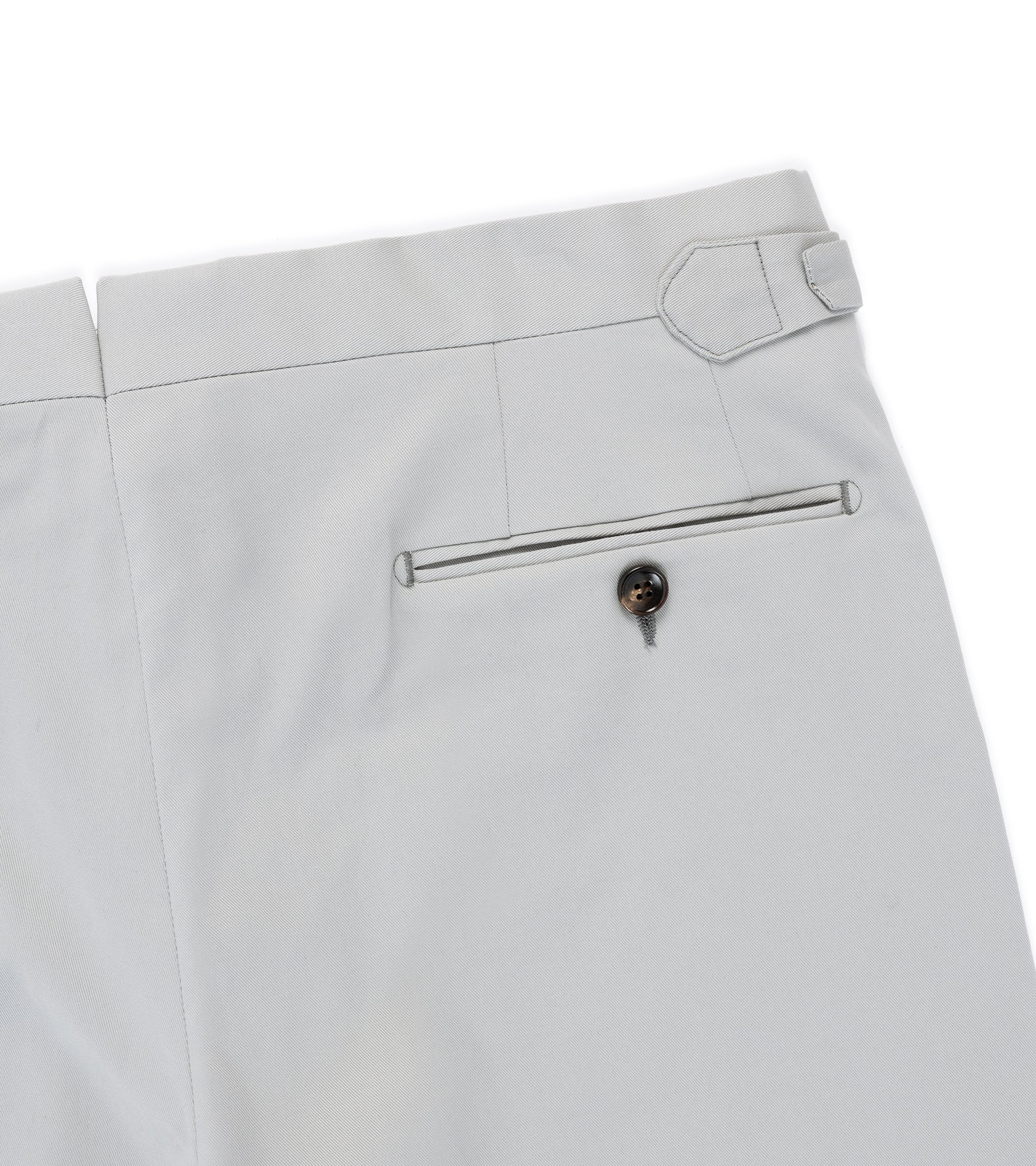 Trunk Walbrook cotton tailored trousers in light grey, fabric detail.