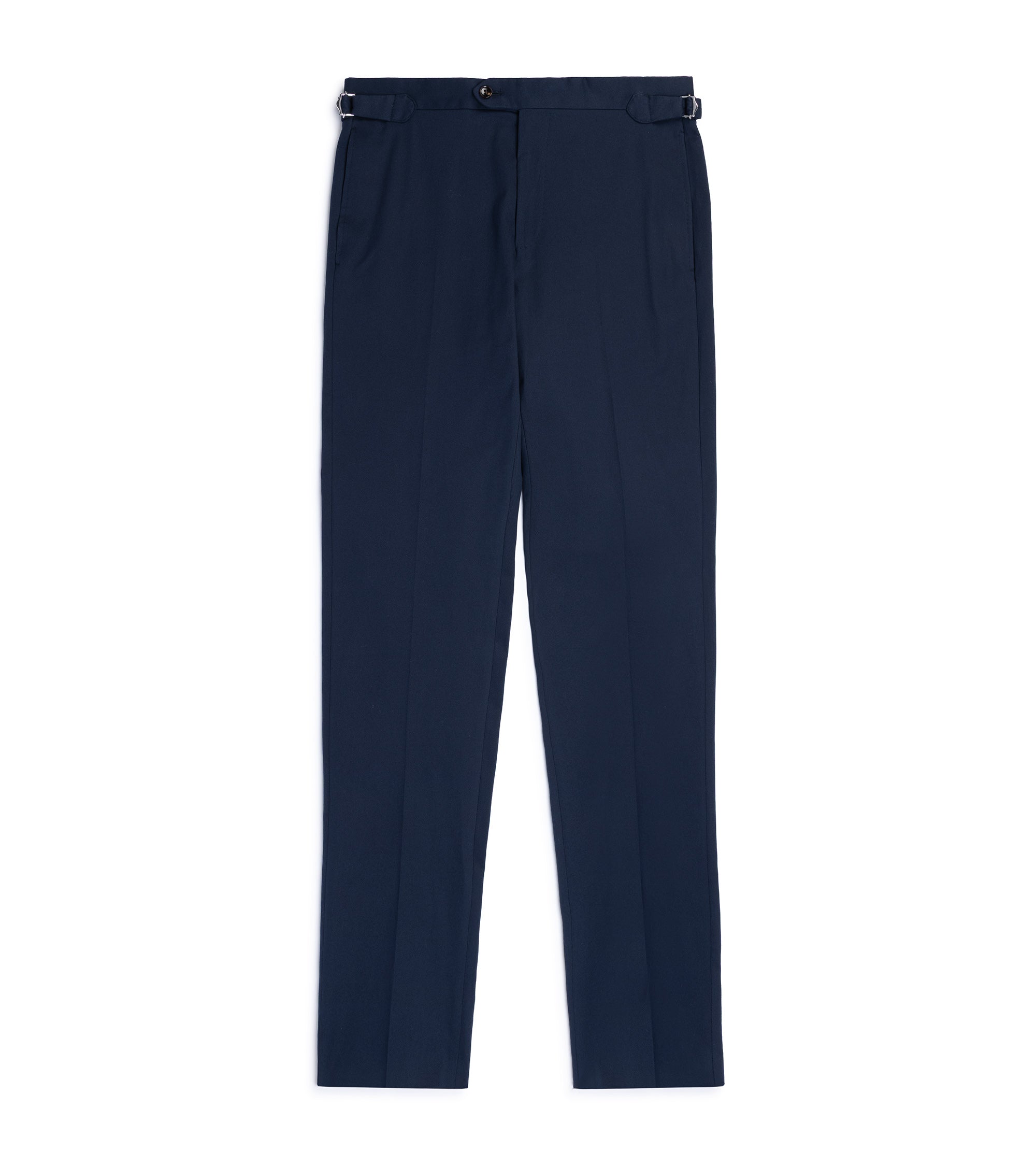 Trunk Walbrook cotton tailored trousers in navy, front view.