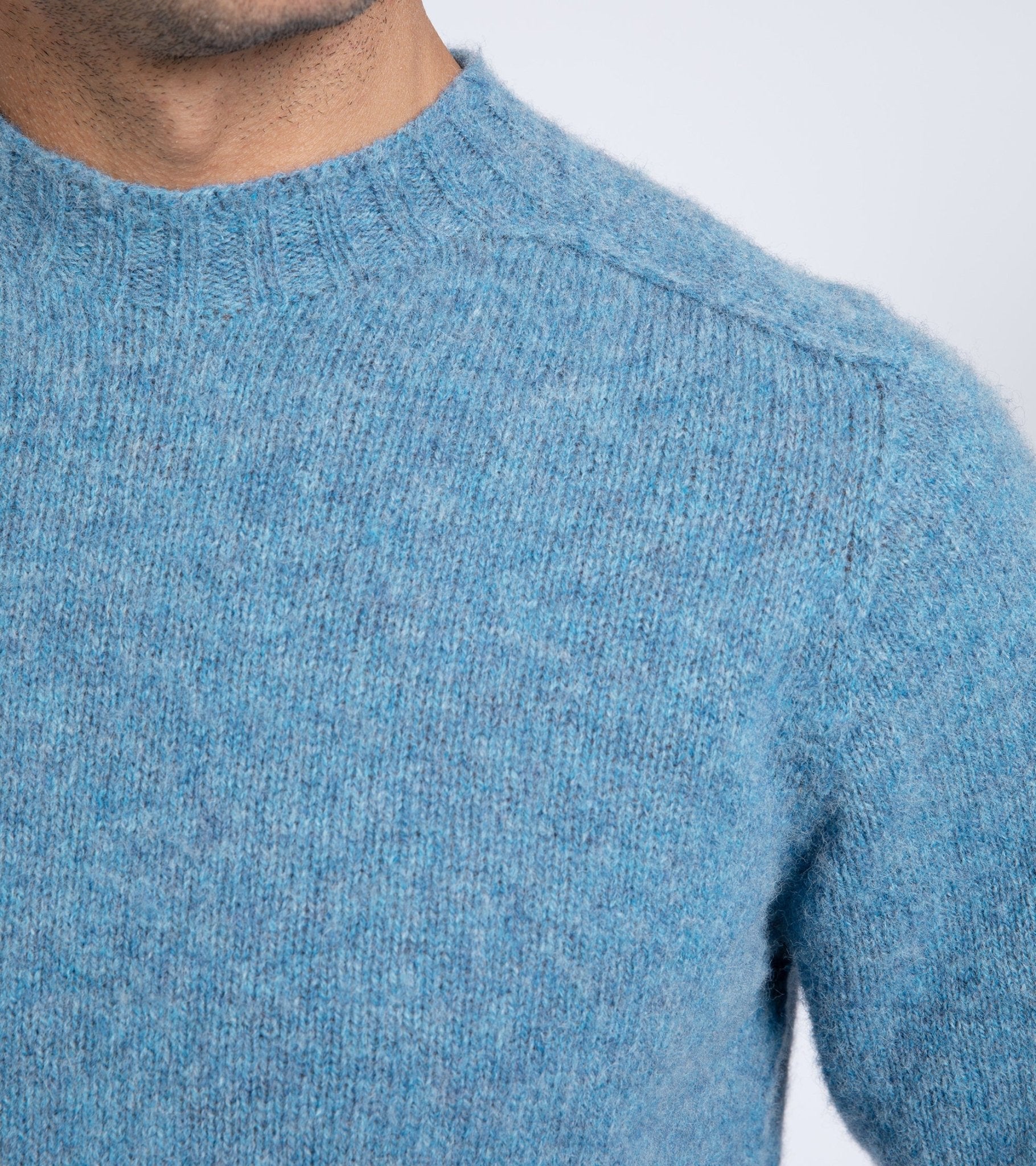 Trunk Berwick Brushed Shetland Crew Sweater: Denim Blue - Trunk Clothiers